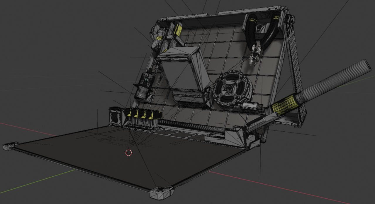 Wireframe of the CAD-file in Blender